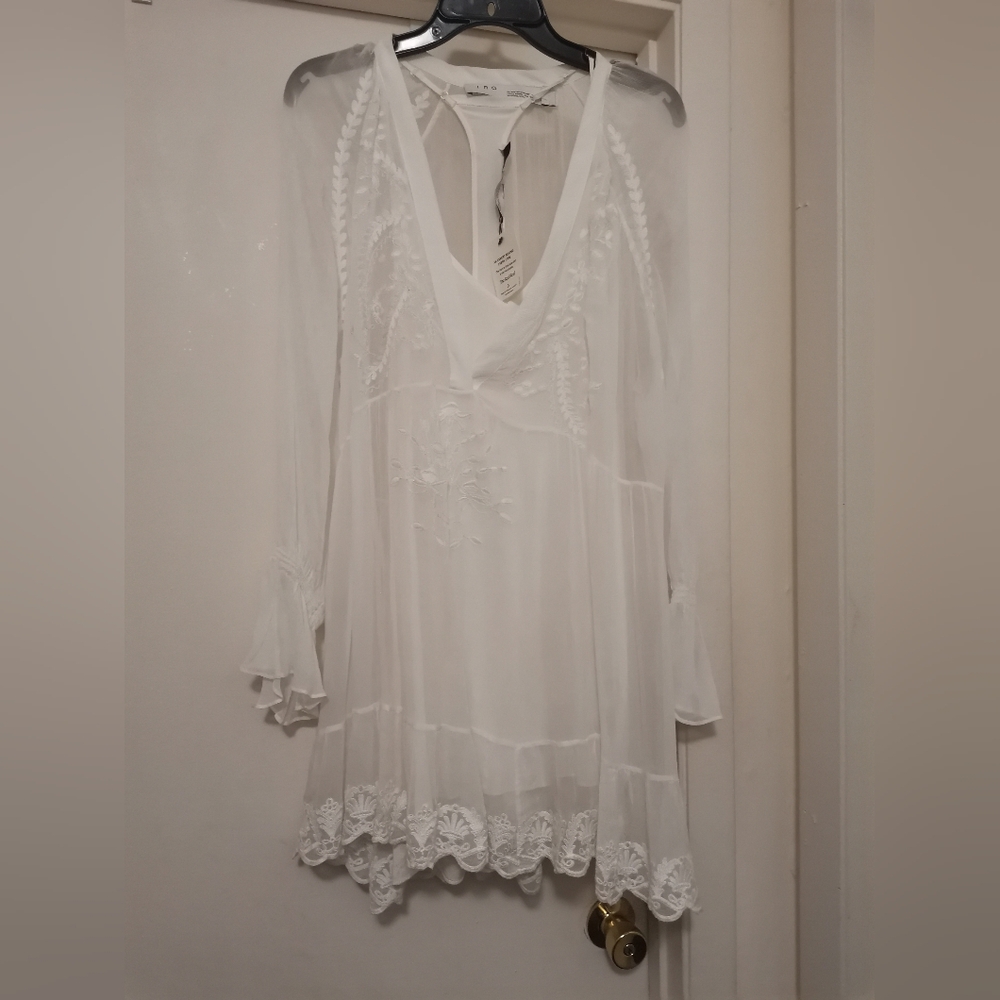 IRO Paris Embroidered Long Sleeves White Dress. - Picture 2 of 10